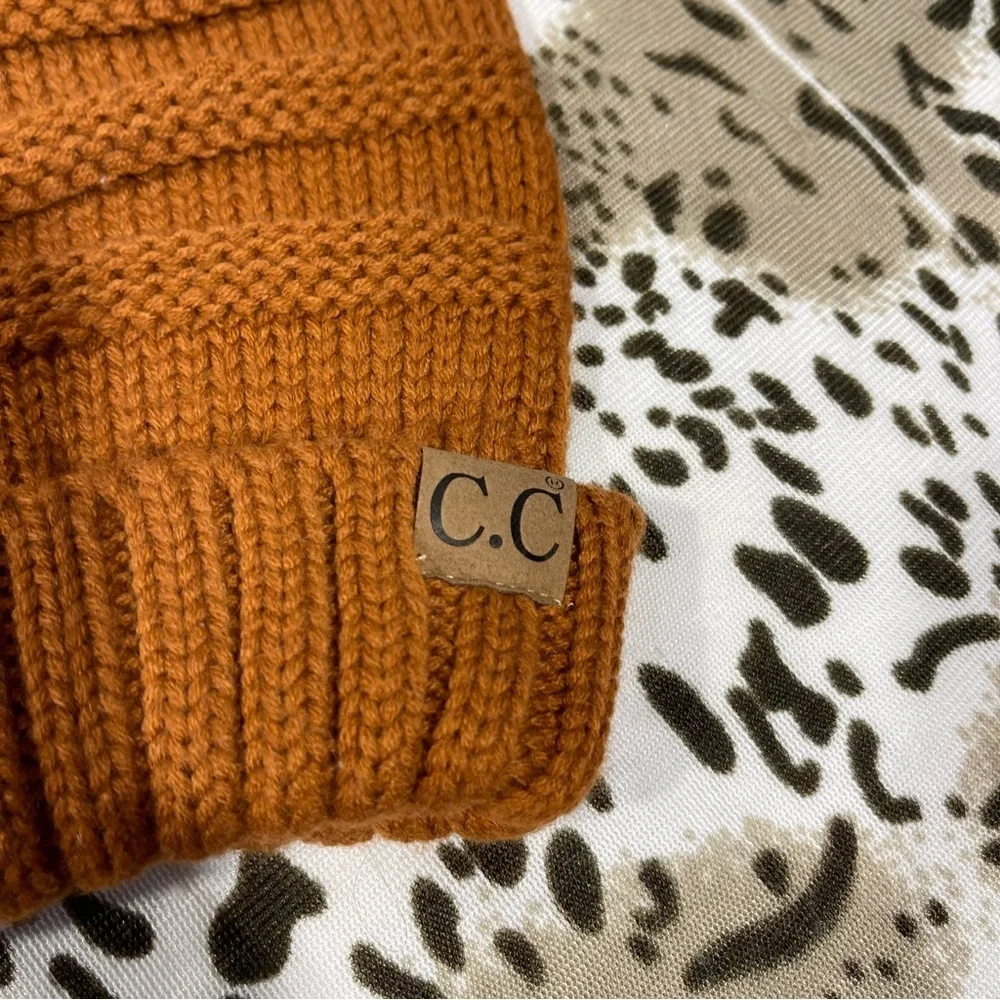 C.C  slouchy Knit Beanie - burnt Orange